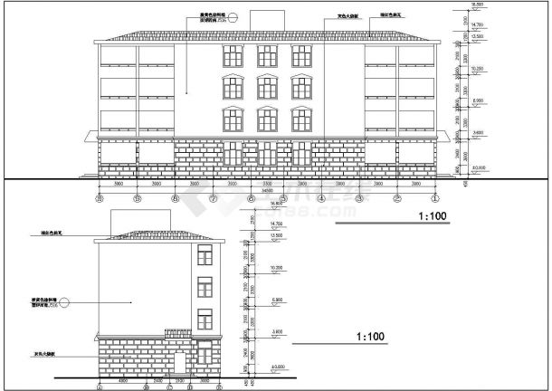 北京某养老院1600平米4层砖混结构公寓楼建筑设计CAD图纸-图一