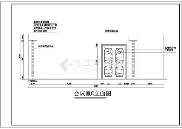 江西省上饶市某宾馆多媒体会议室室内装修cad平面施工图-图二