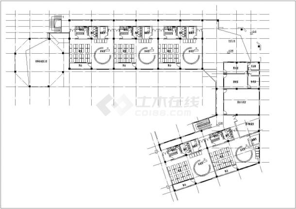 济南某幼儿园2870平米2层混合结构教学楼平立剖面设计CAD图纸-图二