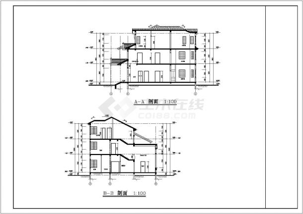 三层别墅全套建筑方案CAD图纸-图一