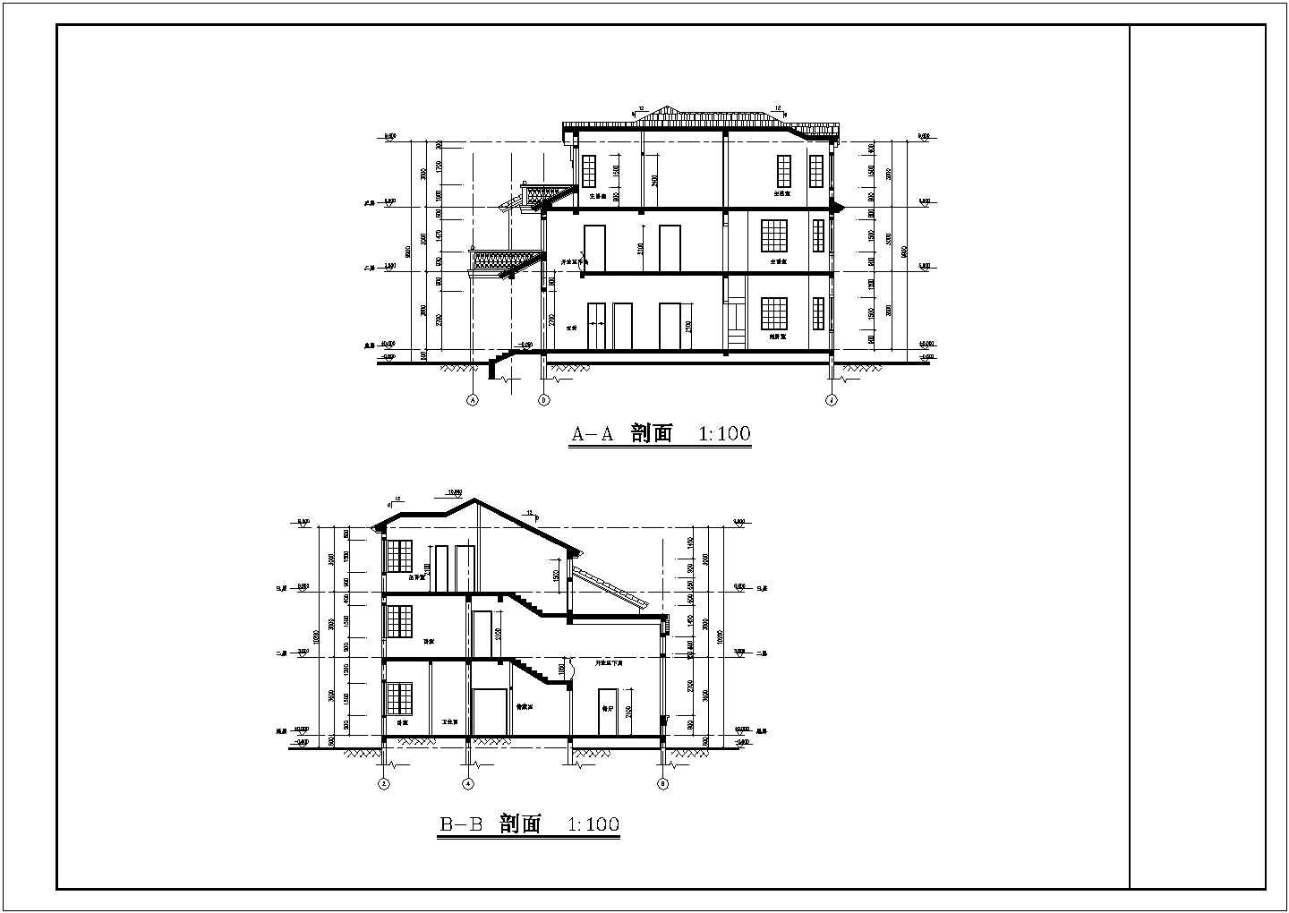 三层别墅全套建筑方案CAD图纸