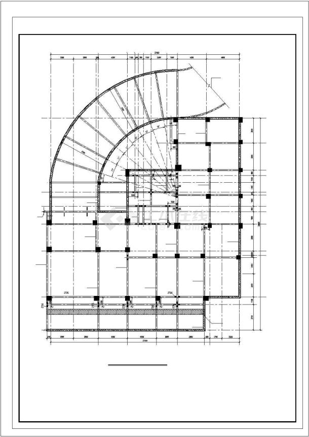 带一层地下室框架结构高层办公楼结构施工CAD图-图一