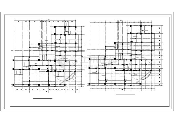 带一层地下室框架结构高层办公楼结构施工CAD图-图二