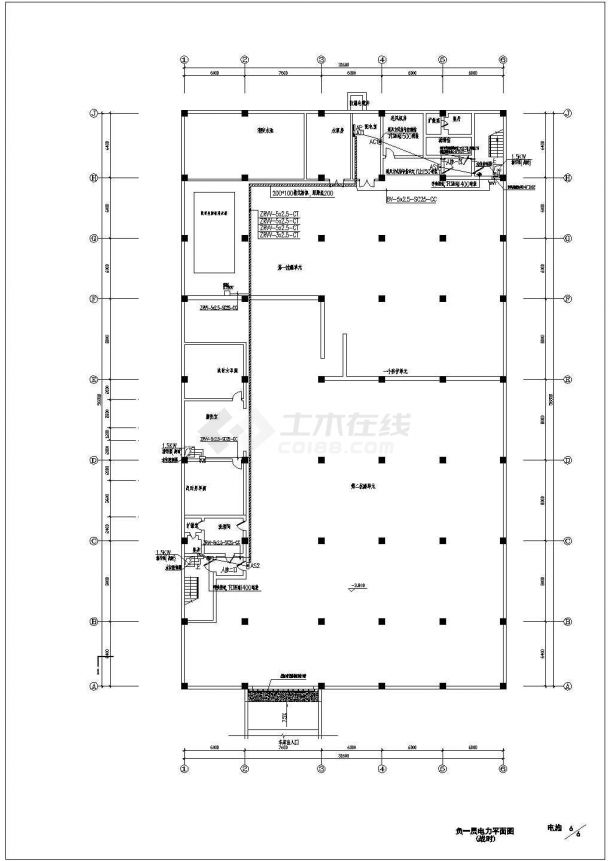 某商场地下车库六级人防工程方案设计CAD图（含照明、动力配电及接地系统）-图二