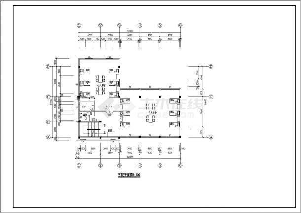 延吉市某工厂宿舍加餐厅全套的cad设计施工图纸-图二