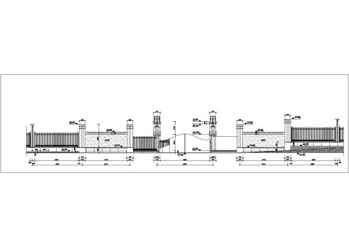 淮阴市某现代化小区钢结构入口大门平立面设计CAD图纸_图1