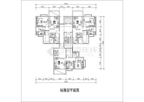 1楼梯1电梯3户cad非常标准图纸-图一