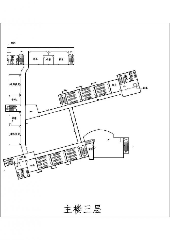 保定市某高级中学2层框架教学楼建筑设计CAD图纸（含总图）_图1