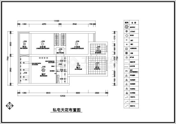 天门市某花园家居室内装修cad平立面施工详图-图二