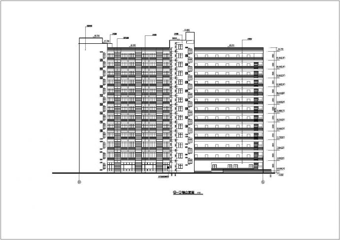 某省体育局运动员公寓14-1轴立面建筑设计CAD方案图_图1