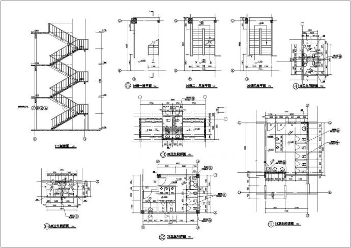 某省体育局运动员公寓三号楼梯建筑设计CAD方案图_图1