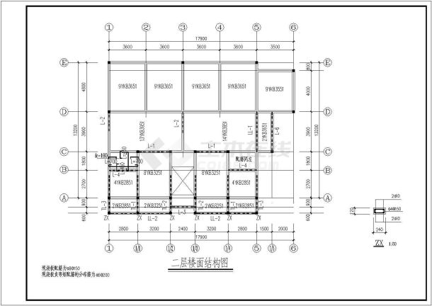 某6层框架住宅楼建筑结构全套设计施工CAD图纸-图二