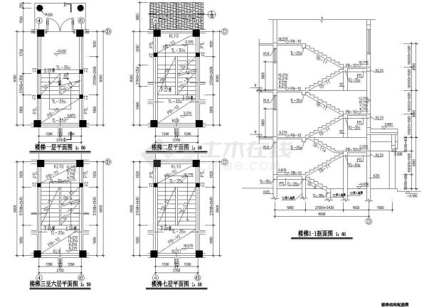 某6层全现浇框架中学教师宿舍楼建筑结构全套设计施工CAD图纸-图二