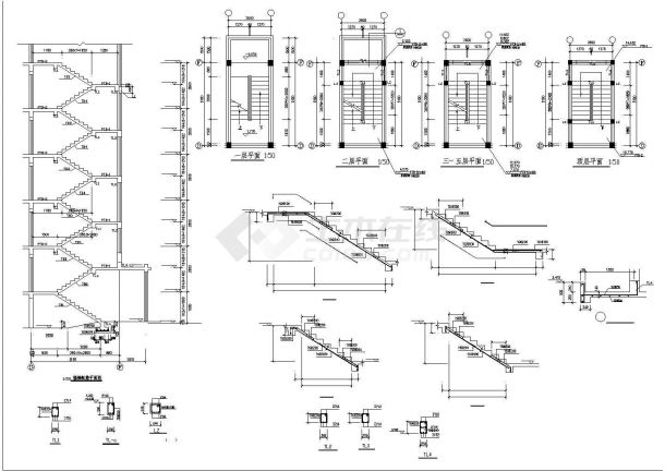 某六层异形柱框架住宅建筑结构全套设计施工CAD图纸-图二