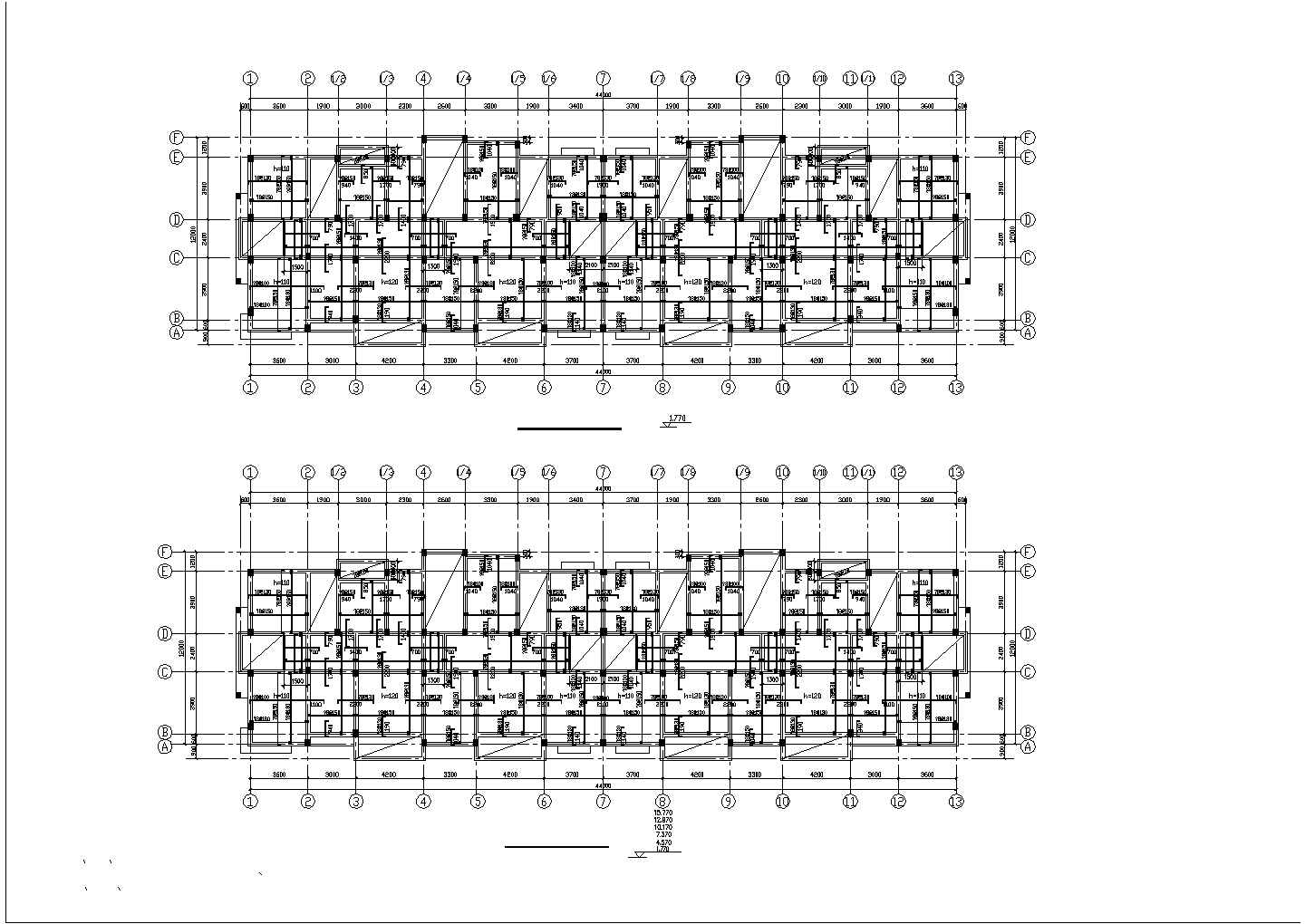 某六层异形柱框架住宅建筑结构全套设计施工CAD图纸
