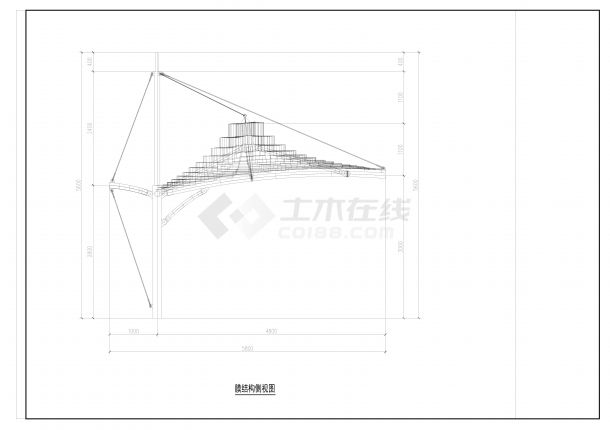 主体采用钢结构带斜拉杆膜车棚结构施工图-图二