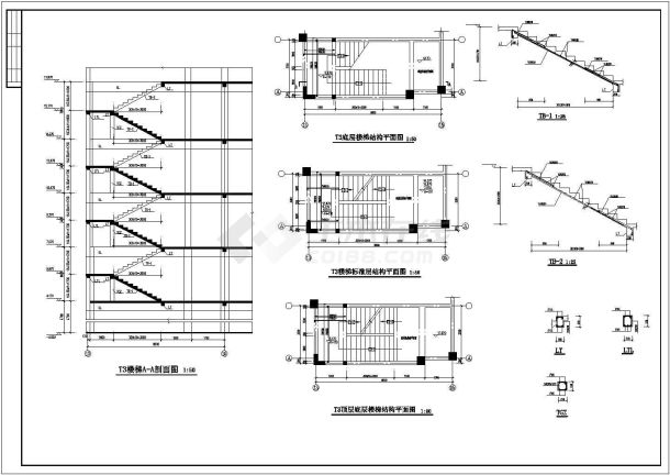 某五层J形框架商住楼建筑结构全套设计施工CAD图纸-图一