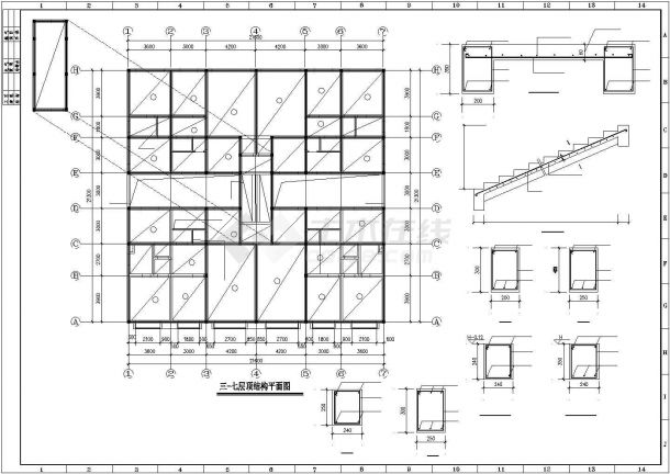 某六层(底框)砖混住宅楼建筑结构设计施工CAD图纸-图二