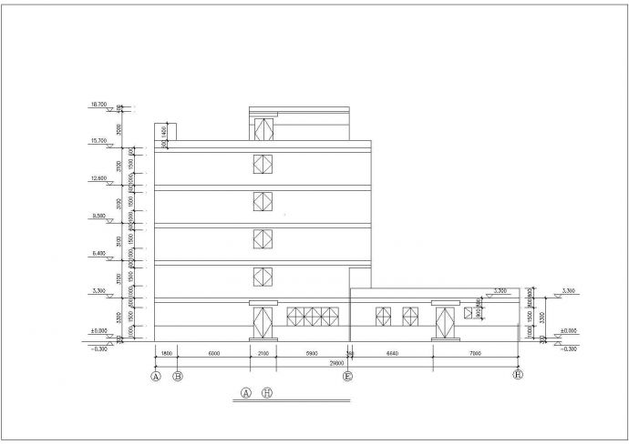 临沂市某职业学院4500平米5层砖混宿舍楼平立面设计CAD图纸_图1