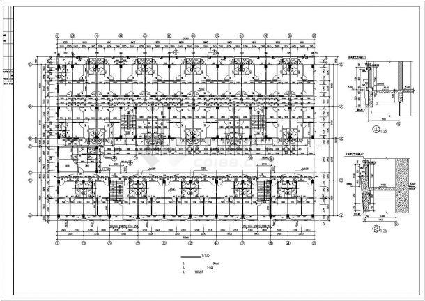 宁波市某公司3100平米5层砖混结构宿舍楼建筑设计CAD图纸（底层商铺）-图一