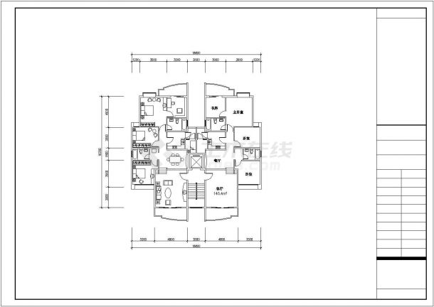 昌都户型平面设计全套施工cad图-图一