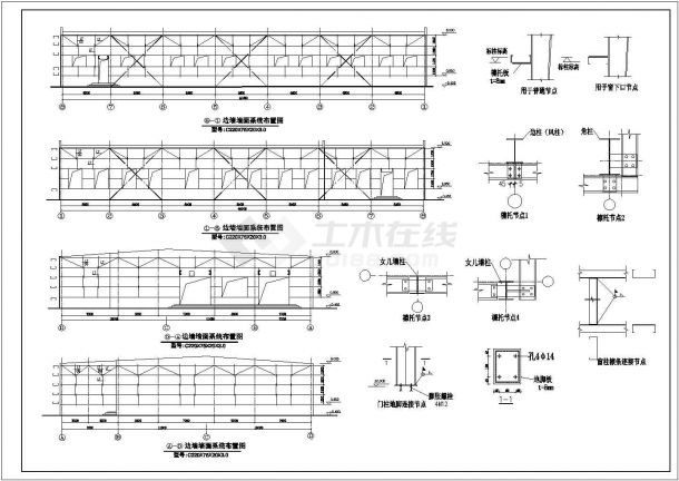 厂房设计_某地区经典24米跨钢结构厂房建筑结构设计施工CAD图纸-图一