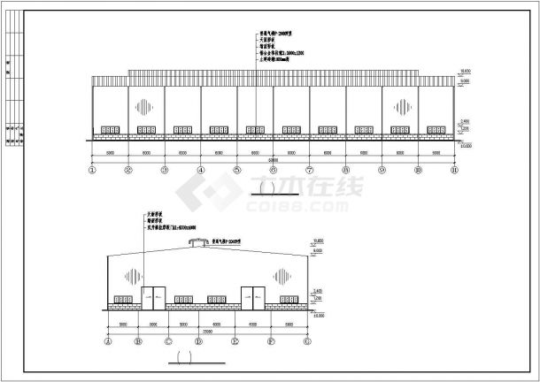 厂房设计_某地区工业区24m跨钢结构厂房建筑结构设计施工CAD图纸-图一