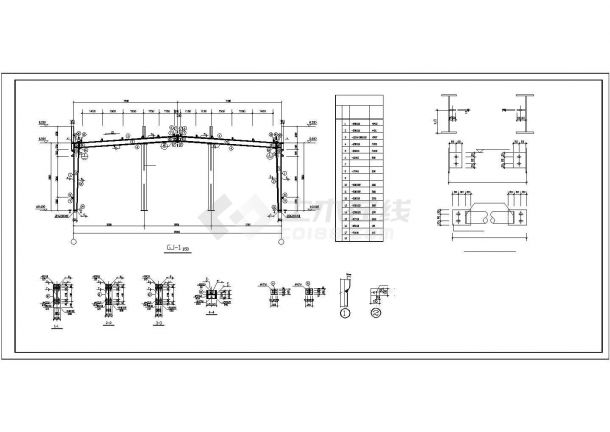 厂房设计_某地区工业区轻钢结构厂房建筑结构设计施工CAD图纸-图一