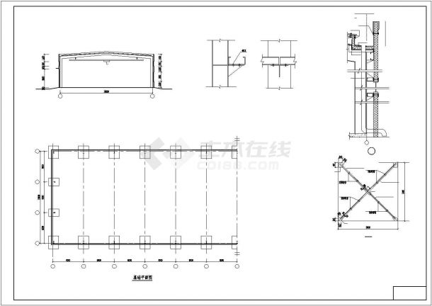 厂房设计_某地区工业区18m钢结构厂房建筑结构设计施工CAD图纸-图二