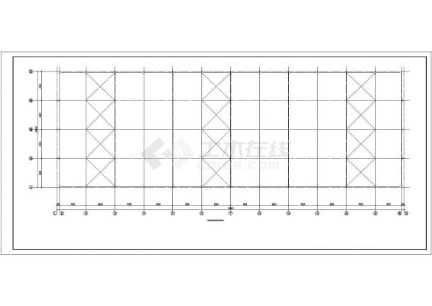 厂房设计_某地区工业区门式刚架承重结构带吊车厂房建筑结构设计施工CAD图纸-图一