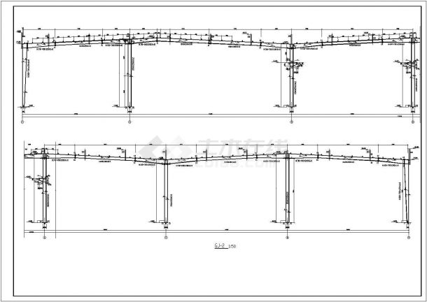 厂房设计_某工业区带吊车带夹层钢结构厂房建筑结构设计施工CAD图纸-图一