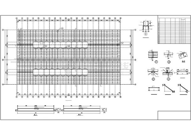 某工业区钢结构仓库建筑结构设计施工CAD图纸-图二