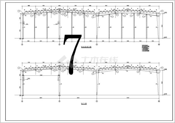 厂房设计_某工业区钢框架结构单层厂房建筑结构设计施工CAD图纸-图二