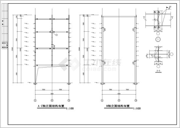 某工业区单层钢结构饲料加工厂建筑结构设计施工CAD图纸-图一