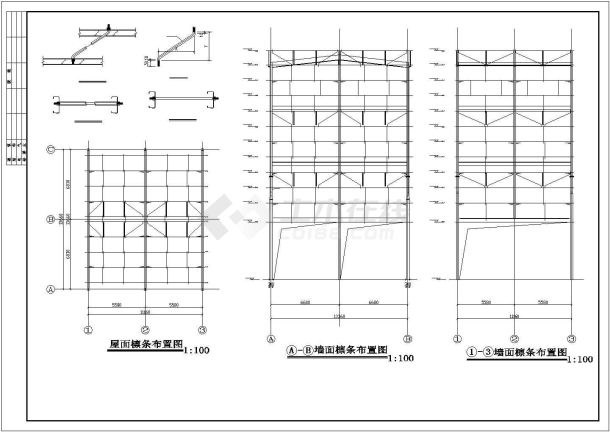 某工业区单层钢结构饲料加工厂建筑结构设计施工CAD图纸-图二