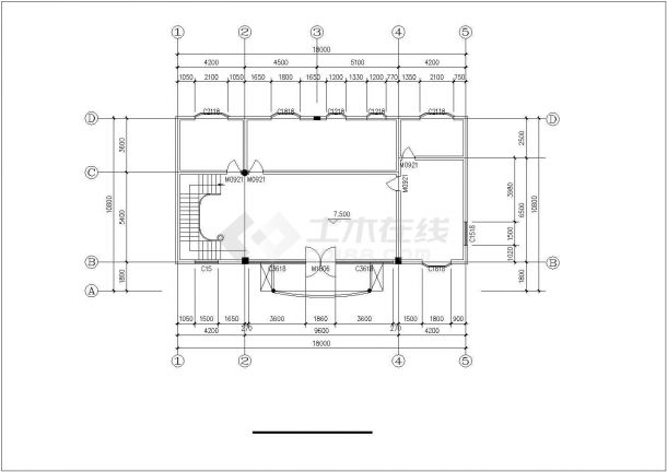 某豪华别墅建筑结构施工图（18米长10.8米宽）-图一
