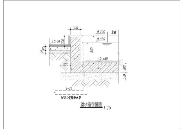 某小型老年公寓喷泉施工设计CAD图-图一