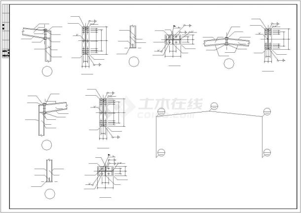 某地区园区钢架构工业厂房建筑全套设计施工CAD图纸-图二