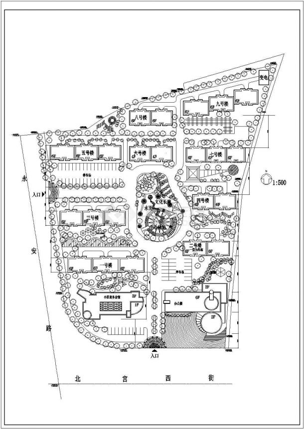 太原市绿辰花园小区总平面规划设计CAD图纸（占地45亩）-图一
