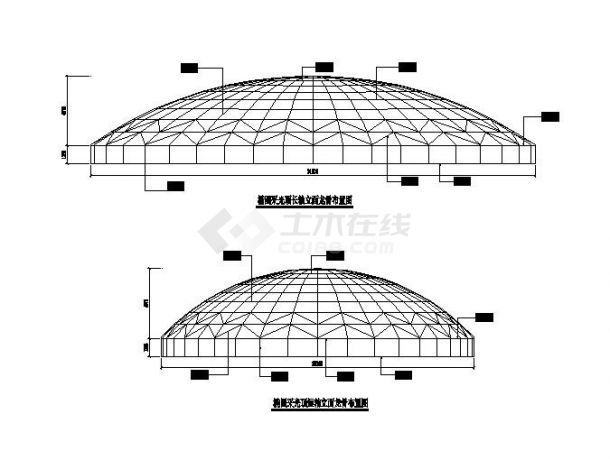 椭圆采光顶钢结构平面布置图-图二