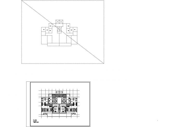 扬州翠澜花园小区住宅楼标准层平面设计CAD图纸（1梯2户/每户145平米）_图1