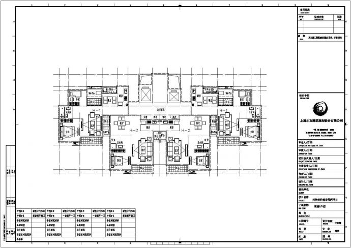 成都祥和家园小区小户型住宅楼标准层平面设计CAD图纸（1梯4户/对称型）_图1