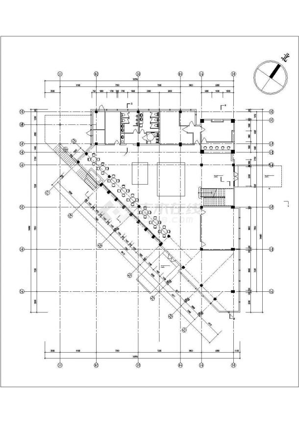 沈阳市某新建楼盘2层框混结构售楼处平立面设计CAD图纸-图一