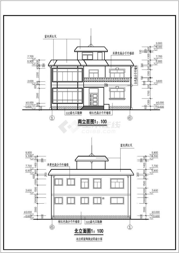 襄阳小型住宅建筑设计全套施工cad图-图一