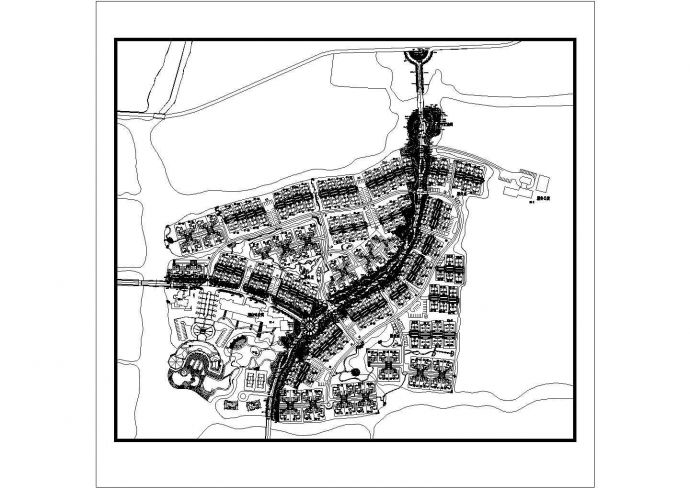 世界名人城别墅区环境设计道路绿化施工图_图1