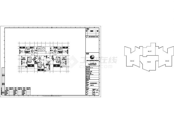 汉中市维欣花园小区住宅楼标准层平面设计CAD图纸（111+111+91/1梯3户）-图一