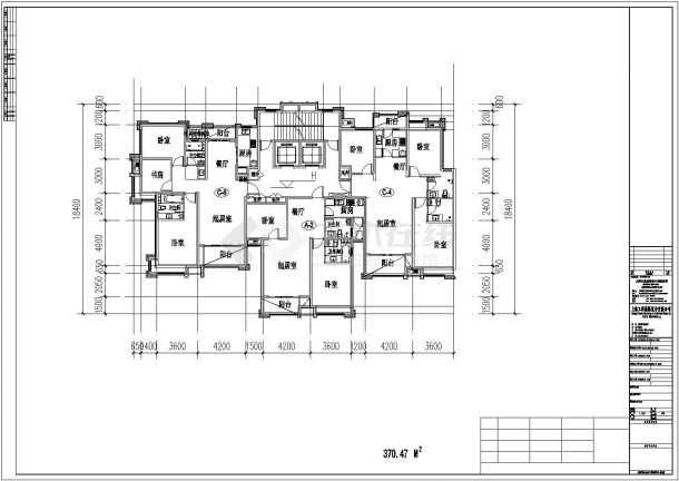 济南鑫地花园小区住宅楼标准层平面设计CAD图纸（133+105+131/1梯3户）-图一