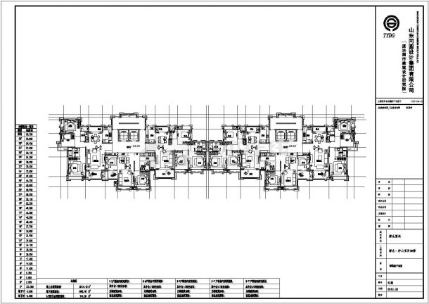 锦州市柏景湾小区高层住宅楼标准层平面设计CAD图纸（1梯6户）-图一