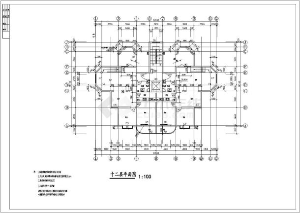 实力豪华12层公寓住宅楼建筑设计CAD施工图（含设计说明）-图一