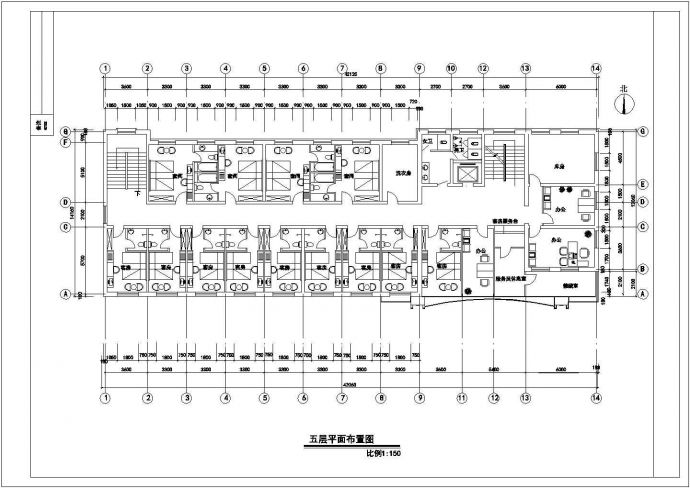 海口宾馆的三五层平面底商私人住宅楼设计CAD详细建筑施工图_图1